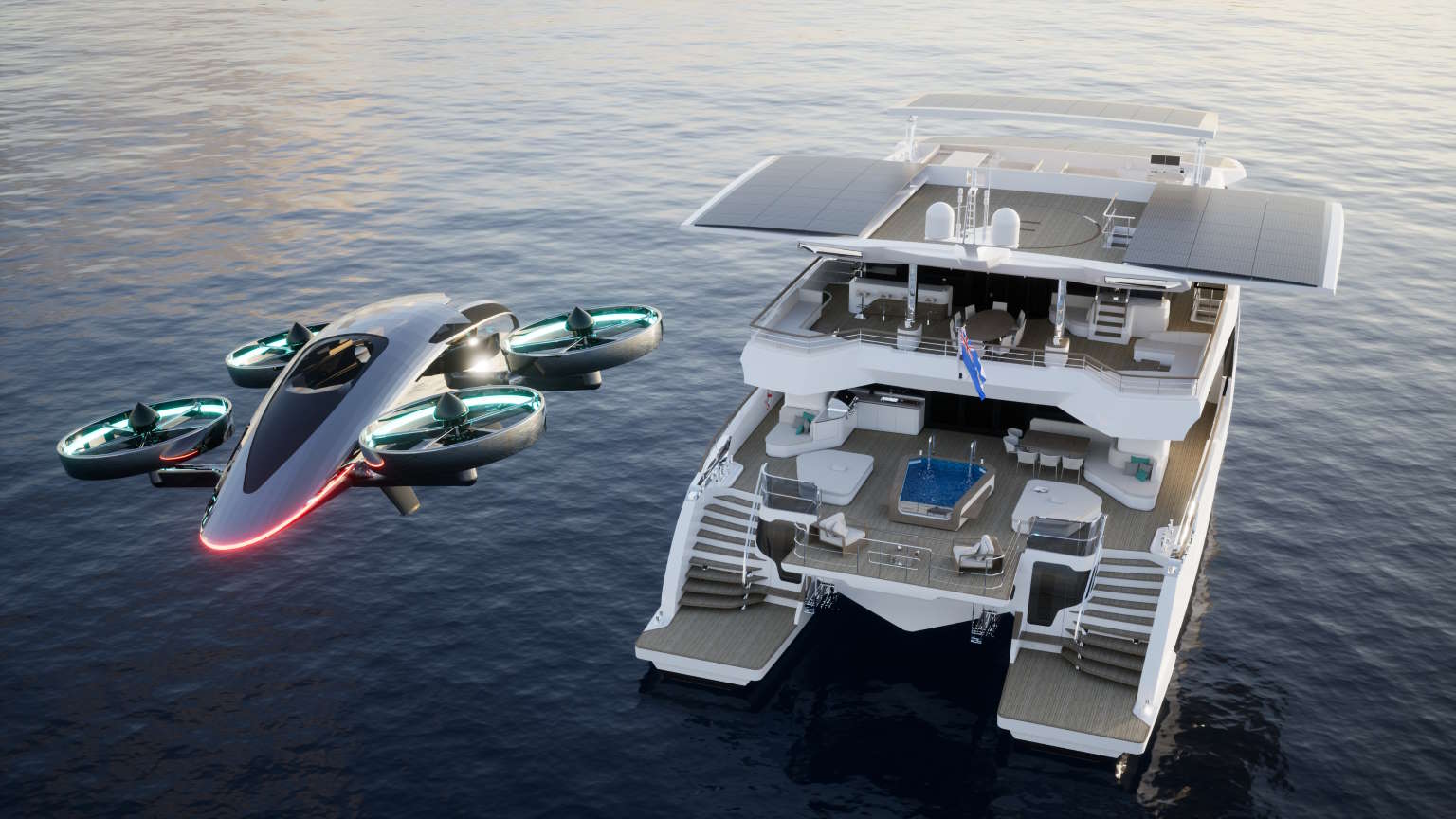 SILENT-YACHTS collaborates with VRCO and U-Boat Worx to offer aircraft and submarines for new SILENT 120 Explorer